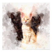 Drie kittens schattig en mooie waterverf foto afdruk (Voorkant)