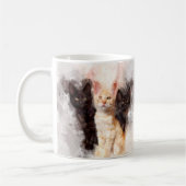 Drie kittens schattig en mooie waterverf koffiemok (Links)