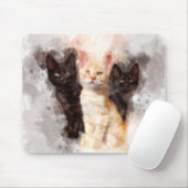 Drie kittens schattig en mooie waterverf muismat (Met muis)