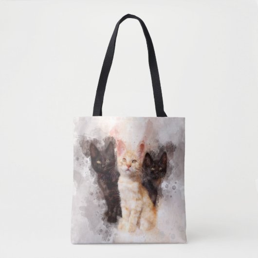 Drie kittens schattig en mooie waterverf tote bag (Voorkant)