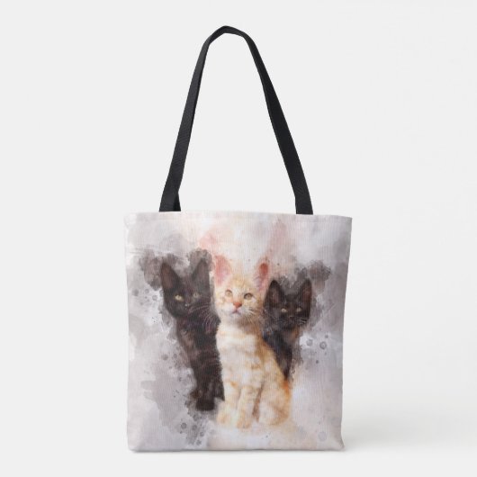 Drie kittens schattig en mooie waterverf tote bag (Achterkant)