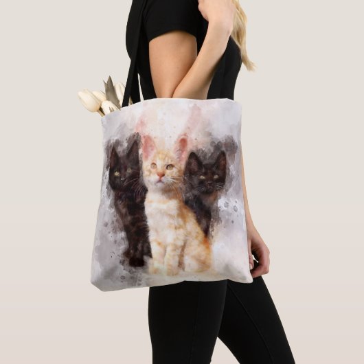 Drie kittens schattig en mooie waterverf tote bag (Dichtbij)