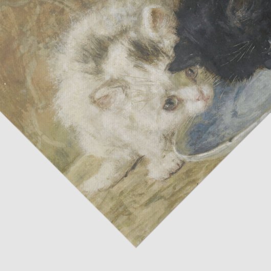 Drie Kittens van Henriette Ronner-Knip Tissuepapier (Detail)