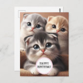 Drie Kittens Verjaardagsansichtkaart Briefkaart (Voorkant / Achterkant)