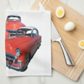 Drie Klassieke rode auto's, dikke handdoek (Quarter Fold)