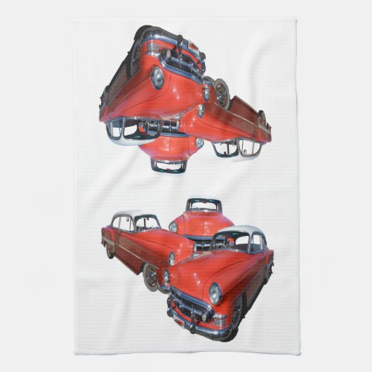 Drie Klassieke rode auto's, dikke handdoek (Verticaal)