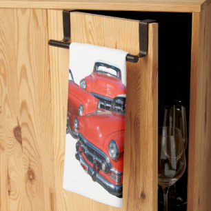 Drie Klassieke rode auto's, dikke handdoek
