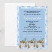 Drie kleine apen 5x7 blauw Baby shower Kaart (Voorkant / Achterkant)