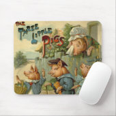 Drie Kleine Biggen Vintage Sprookje Muismat (Met muis)