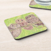 Drie kleine cowling-eigenaars - acrylschilderij. bier onderzetter (Linkerzijde)