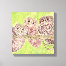 Drie kleine cowling-eigenaars - acrylschilderij. canvas afdruk