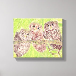 Drie kleine cowling-eigenaars - acrylschilderij. canvas afdruk