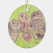 Drie kleine cowling-eigenaars - acrylschilderij. keramisch ornament (Links)