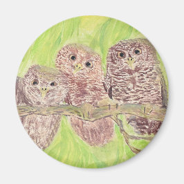 Drie kleine cowling-eigenaars - acrylschilderij. magneet