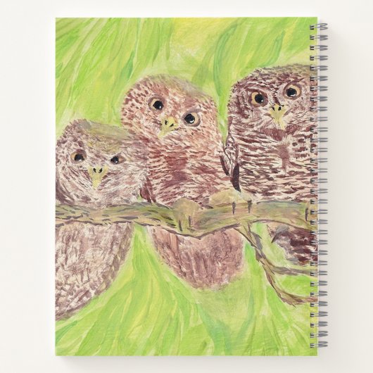 Drie kleine cowling-eigenaars - acrylschilderij. notitieboek (Achterkant)