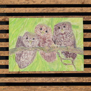 Drie kleine cowling-eigenaars - acrylschilderij. poster