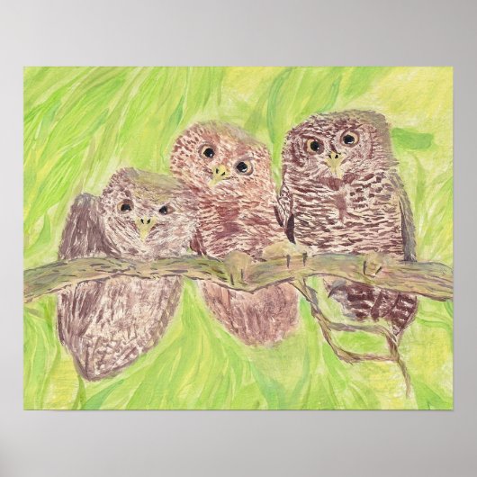 Drie kleine cowling-eigenaars - acrylschilderij. poster (Voorkant)