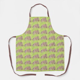 Drie kleine cowling-eigenaars - acrylschilderij. schort