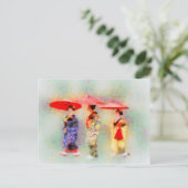 Drie kleine Geisha Art Briefkaart (Staand voorkant)