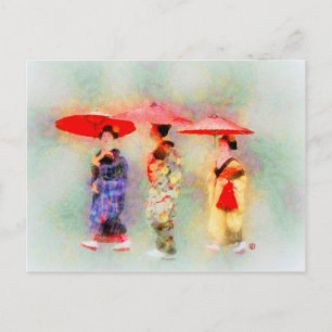 Drie kleine Geisha Art Briefkaart