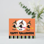 Drie kleine heks Happy Halloween Briefkaart (Staand voorkant)