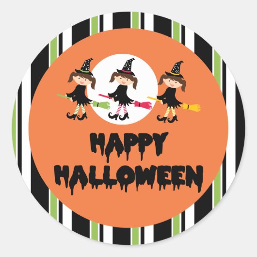Drie kleine heks Happy Halloween Ronde Sticker (Voorkant)