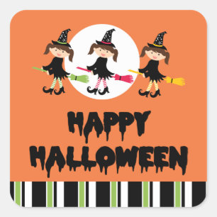 Drie kleine heksen gelukkig Halloween Vierkante Sticker