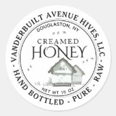Drie kleine Hives CREAMED Honey Hand Bottled Raw Ronde Sticker (Voorkant)