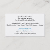 Drie kleine honden op blauw witte hond die aan het visitekaartje (Achterkant)