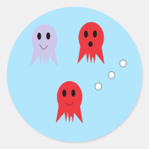 Drie kleine inktvissen ronde sticker