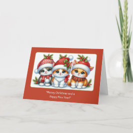 Drie kleine kerst Katten zitten Notitiekaartje