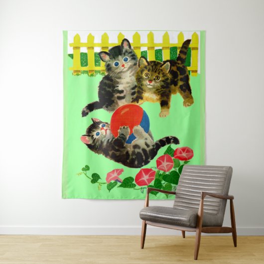 drie kleine kittens afdrukken wandkleed (In situ)