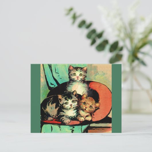 drie kleine kittens briefkaart (Staand voorkant)