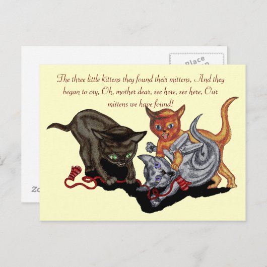 Drie Kleine Kittens Briefkaart (Voorkant / Achterkant)
