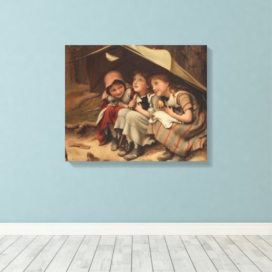 Drie kleine Kittens (door Joseph Clark) Canvas Afdruk (Insitu (Houten vloer))