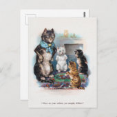 Drie Kleine Kittens en Moeder Louis Wain Briefkaart (Voorkant / Achterkant)