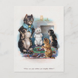 Drie Kleine Kittens en Moeder Louis Wain Briefkaart