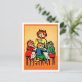 Drie Kleine Kittens en Moeder Louis Wain Briefkaart (Staand voorkant)