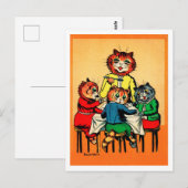 Drie Kleine Kittens en Moeder Louis Wain Briefkaart (Voorkant / Achterkant)
