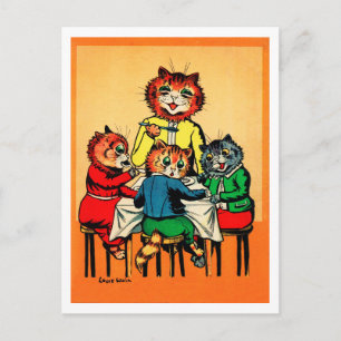 Drie Kleine Kittens en Moeder Louis Wain Briefkaart