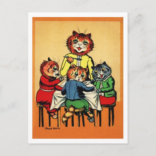 Drie Kleine Kittens en Moeder Louis Wain Briefkaart (Voorkant)