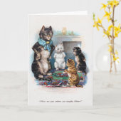 Drie Kleine Kittens en Moeder Louis Wain Kaart (Gele Bloem)