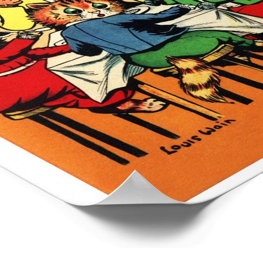 Drie Kleine Kittens en Moeder Louis Wain Poster (Hoek)