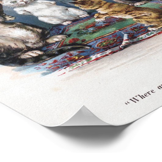 Drie Kleine Kittens en Moeder Louis Wain Poster (Hoek)