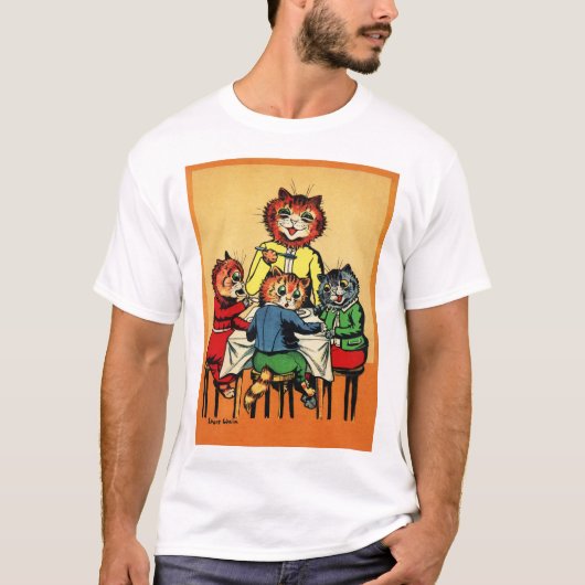 Drie Kleine Kittens en Moeder Louis Wain T-shirt (Voorkant)