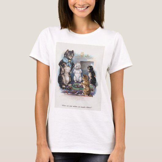Drie Kleine Kittens en Moeder Louis Wain T-shirt (Voorkant)