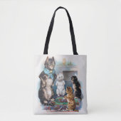 Drie Kleine Kittens en Moeder Louis Wain Tote Bag (Voorkant)