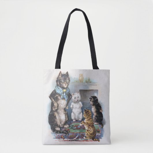 Drie Kleine Kittens en Moeder Louis Wain Tote Bag (Voorkant)