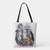 Drie Kleine Kittens en Moeder Louis Wain Tote Bag (Achterkant)