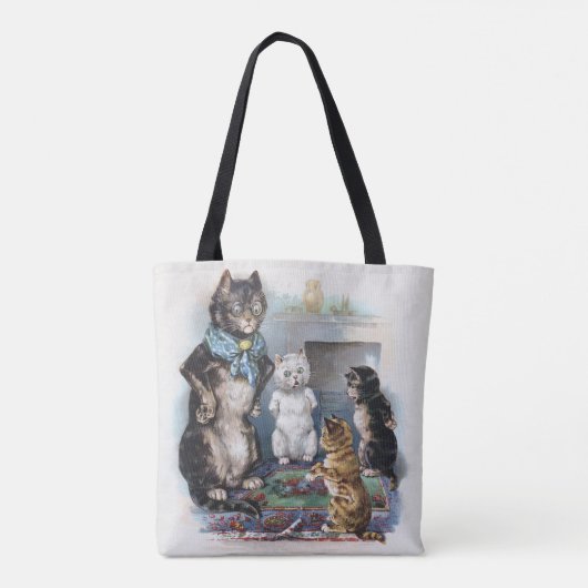 Drie Kleine Kittens en Moeder Louis Wain Tote Bag (Achterkant)